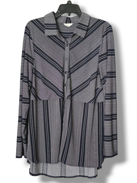 Cato Tops - Cato Navy Striped Long Sleeve Blouse - Size XL